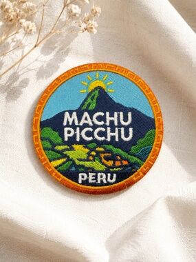 Machu Picchu Peru 3” Iron On Embroidered Patch Badge Mountain Ruins Travel Souve
